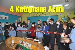 Tarsus’ta 4 okulda eş zamanlı kütüphane açılışı yapıldı