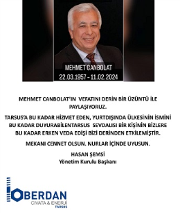 BERDAN CIVATA'dan GAZETECİ CANBOLAT İÇİN VEFAT VE BAŞSAĞLIĞI