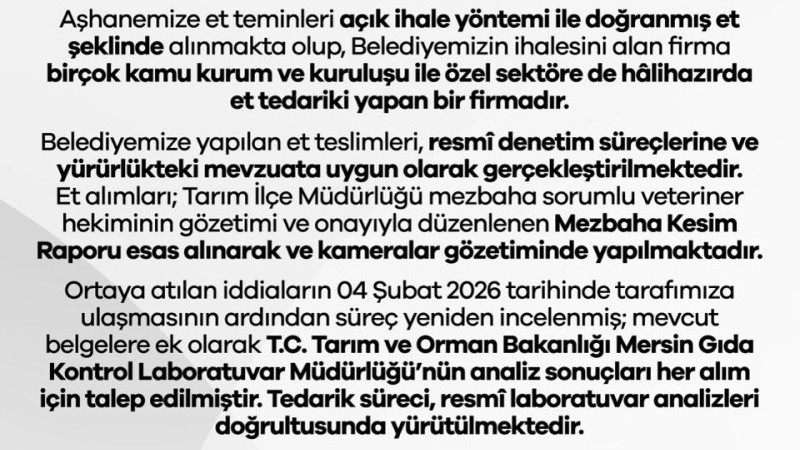 Büyükşehir'den Kamuoyuna Duyuru 