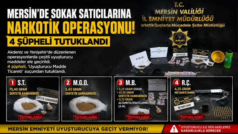 Mersin'de Güvenlik Güçleri Uyuşturucu Satıcılarının Ensesinde
