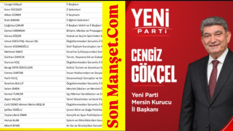 Yeni Parti Mersin il Yönetiminde Görev Bölümü Yapıldı