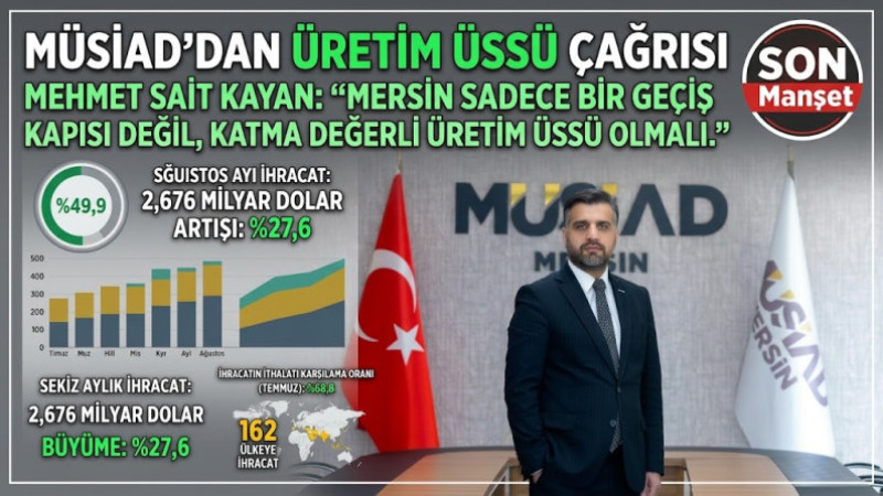 Mersin MÜSİAD Başkanı Kayan'dan 'ÜRETİM ÜSSÜ' Çağrısı