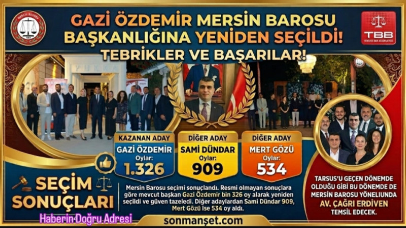 Mersin Barosu'nda Gazi Özdemir Yeniden Başkan Seçildi